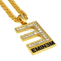 Großhandel Männer Frauen Strass Rock EMINEME Anhänger Halsketten Golden Bling HipHop Ketten Schmuck Geschenke Halsbänder